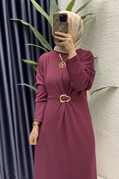 Afra Elbise Tesettür Giyim Bordo