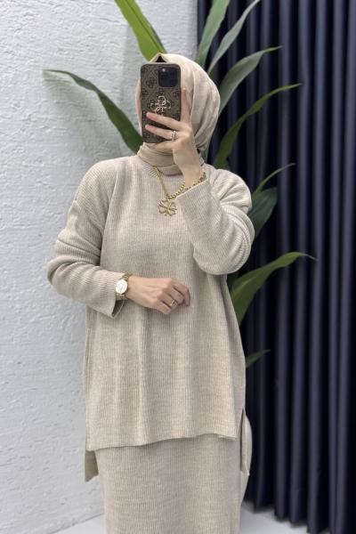 Asel Takım Tesettür Giyim  Taş Rengi