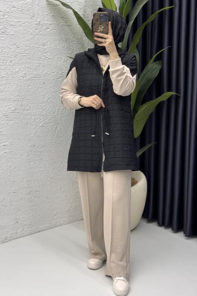 Deniz Üçlü Takım Tesettür Giyim Siyah