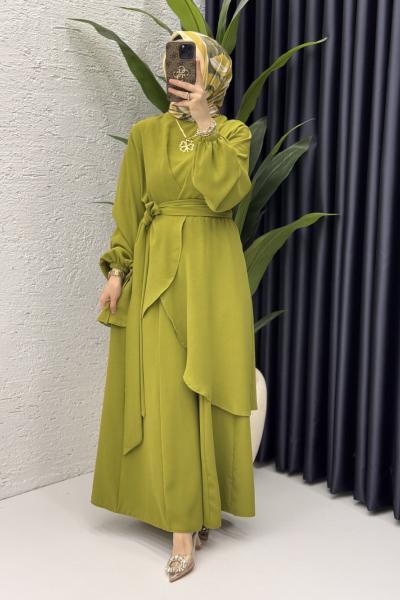 Hanzade Takım Tesettür Giyim  Açık Haki