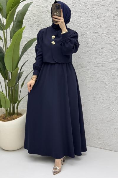 Leyza Elbise Tesettür Giyim Lacivert
