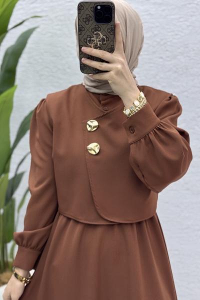 Leyza Elbise Tesettür Giyim Kahve