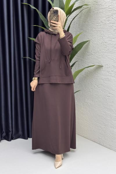 Nesrin Elbise Takım Kahve