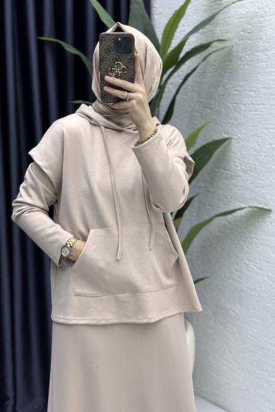 Nesrin Elbise Tesettür Giyim Taş Rengi