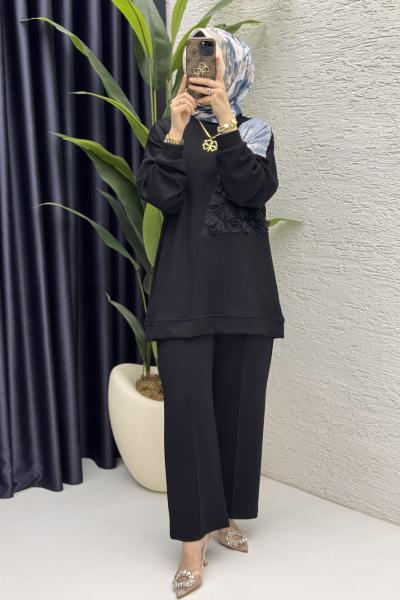 Rose İkili Takım Tesettür Giyim Siyah