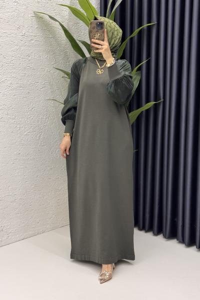 Zerine Elbise Tesettür Giyim Haki